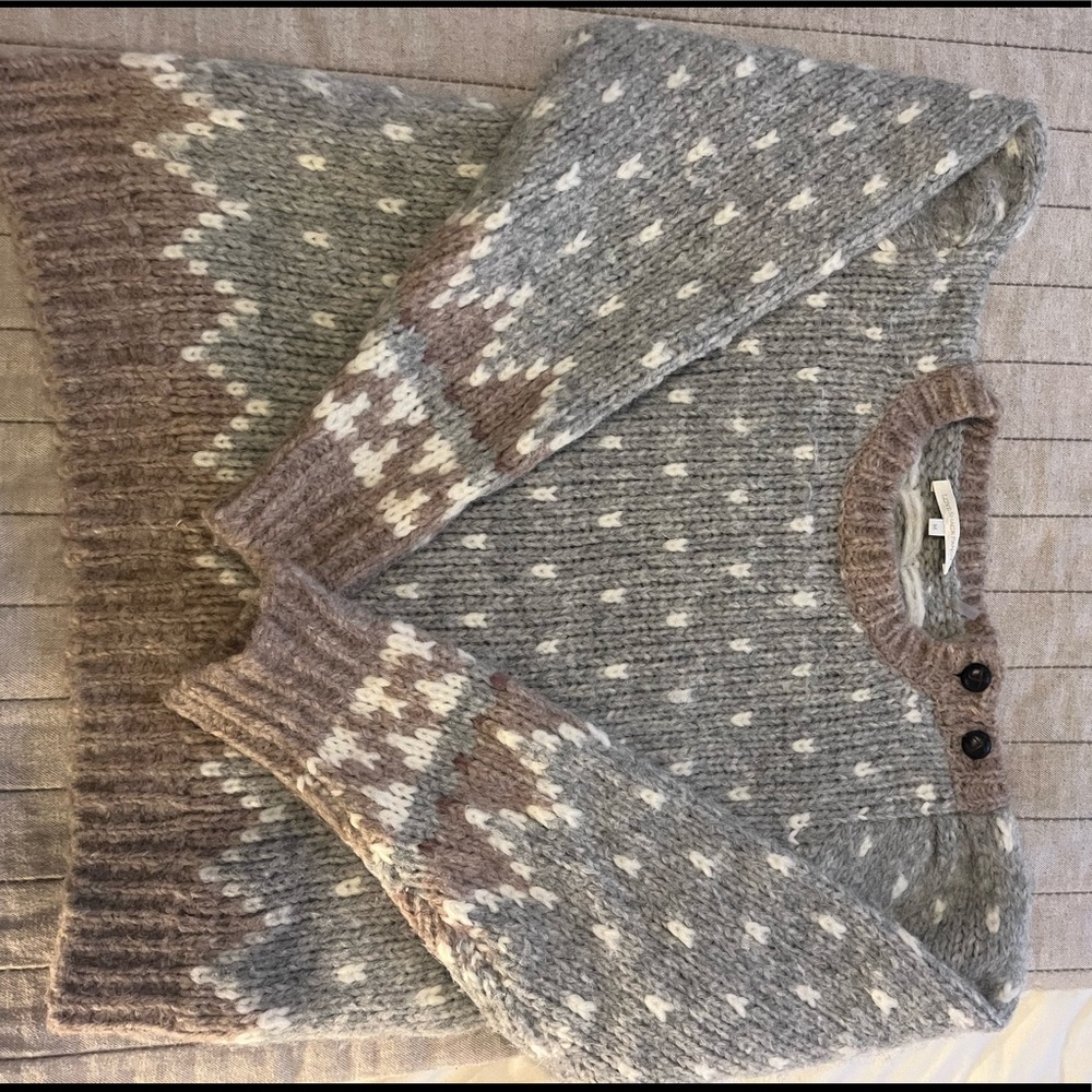 Love shack fancy alpaca printed sweater